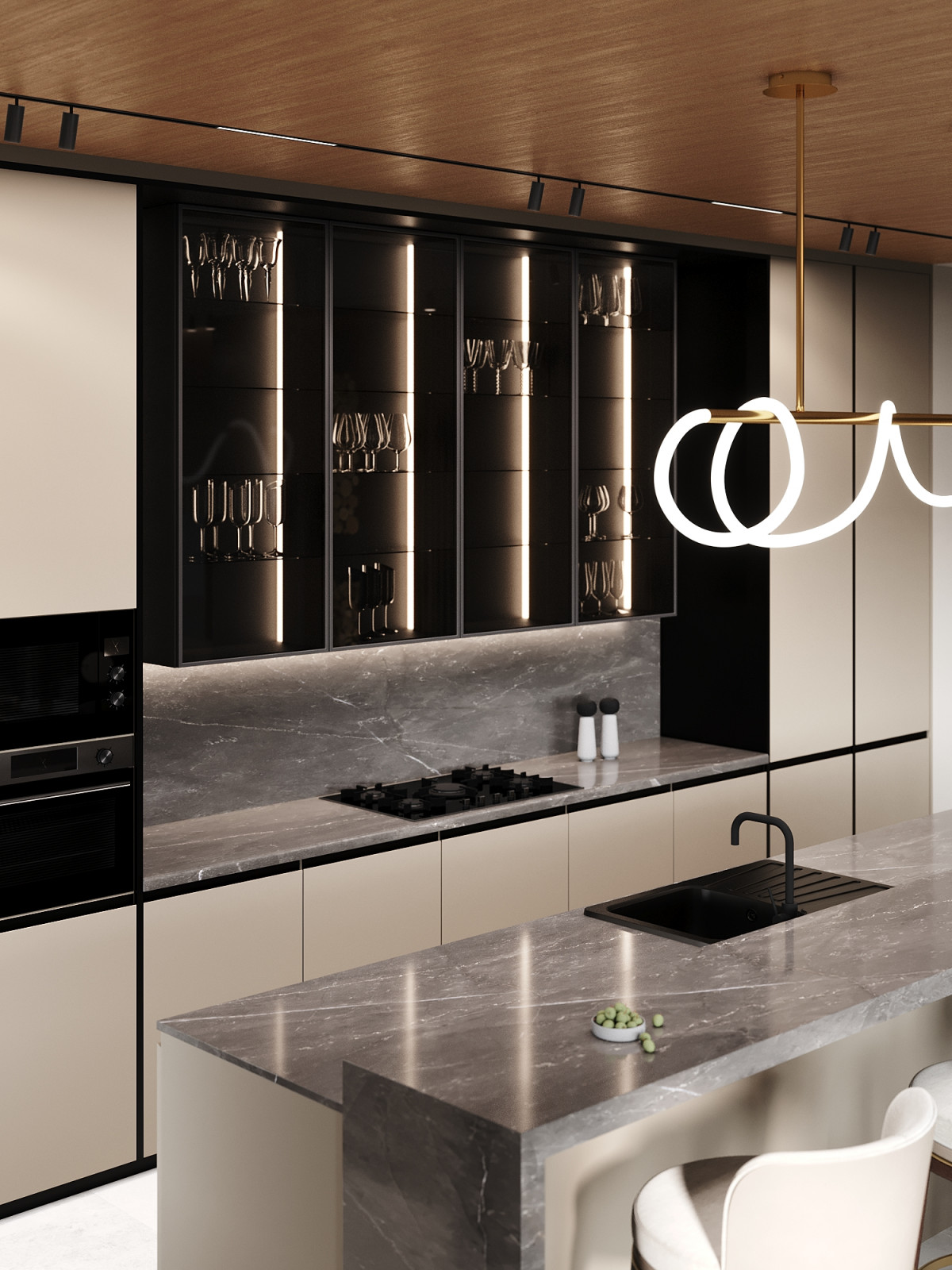 Стильная кухня в одном из наших проектов