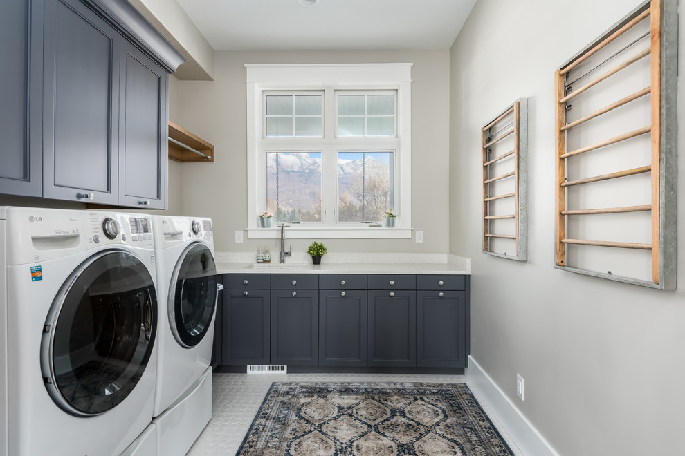 Transitional laundry room in Salt Lake City.