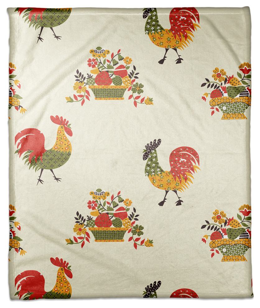 Rooster Pattern Fleece Blanket