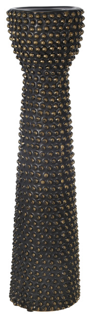 Ceramic 16" Bead Candle Holderblack and Gold