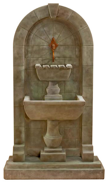 Monterosso Wall Outdoor Cast Stone Garden Fountain For Spout Traditional Outdoor Fountains And Ponds By Tuscanbasins