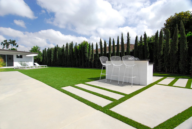 Design ideas for a large contemporary backyard garden in Orange County with a container garden.
