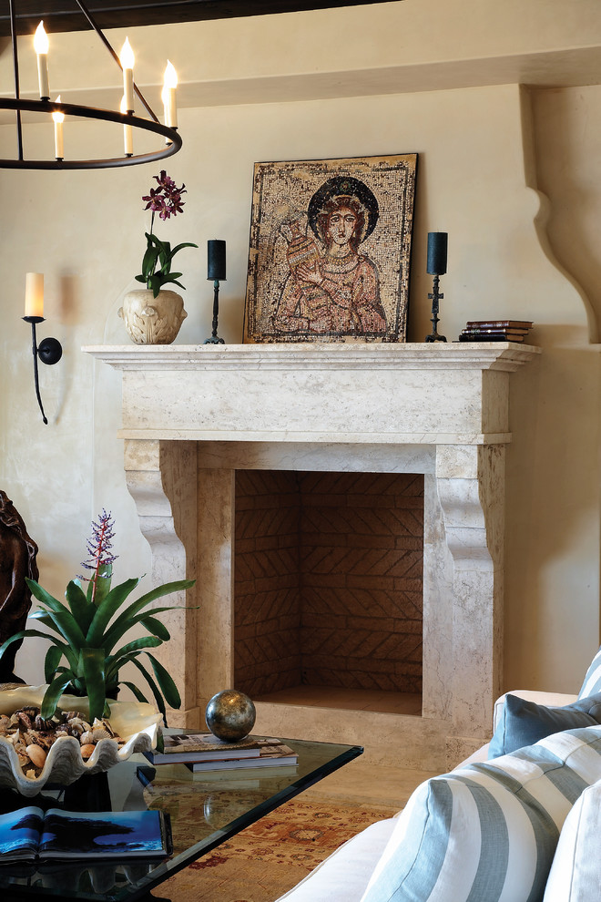Photo of a mediterranean family room in Orange County.
