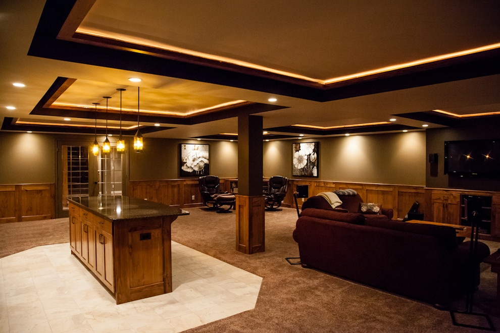 Basement - rustic basement idea in Toronto