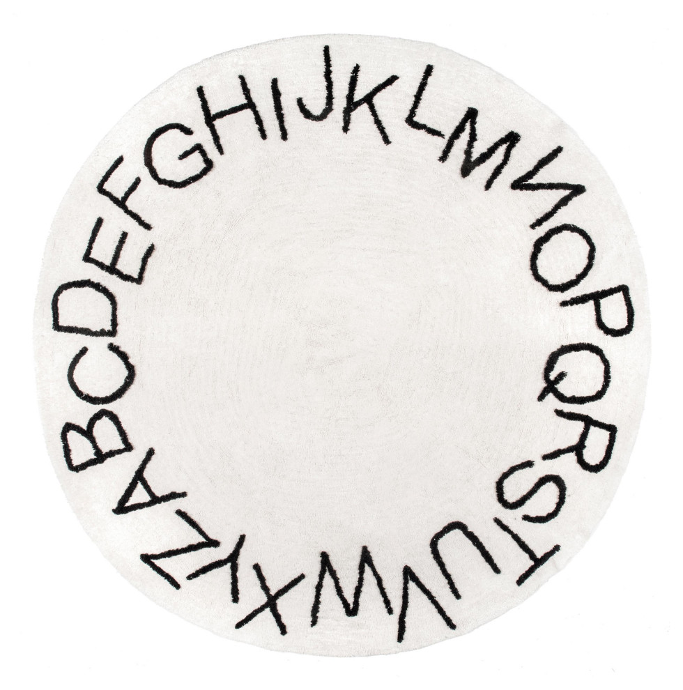 nuLOOM Handmade Cotton Washable Round Alphabet Kids Striped Area Rug, 4