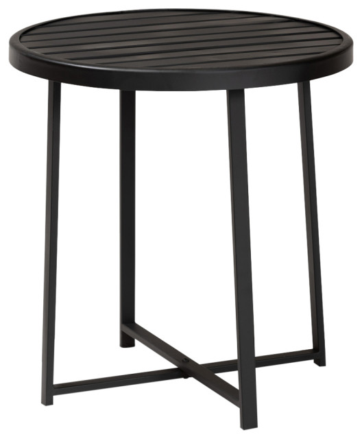 Giselle Industrial Black Finished Metal Outdoor Side Table Industrial