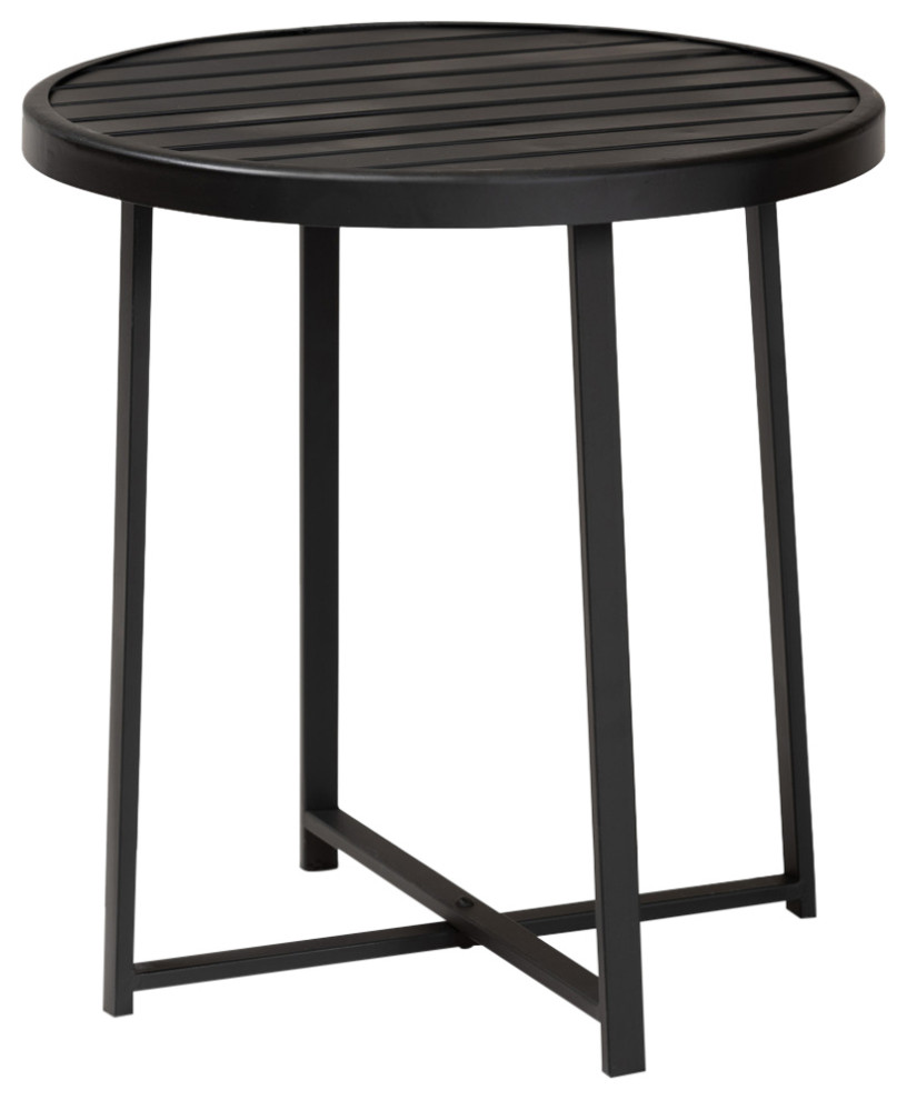 Giselle Industrial Black Finished Metal Outdoor Side Table Industrial