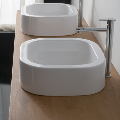 Simple and Stylish White Ceramic Curved Vessel Sink