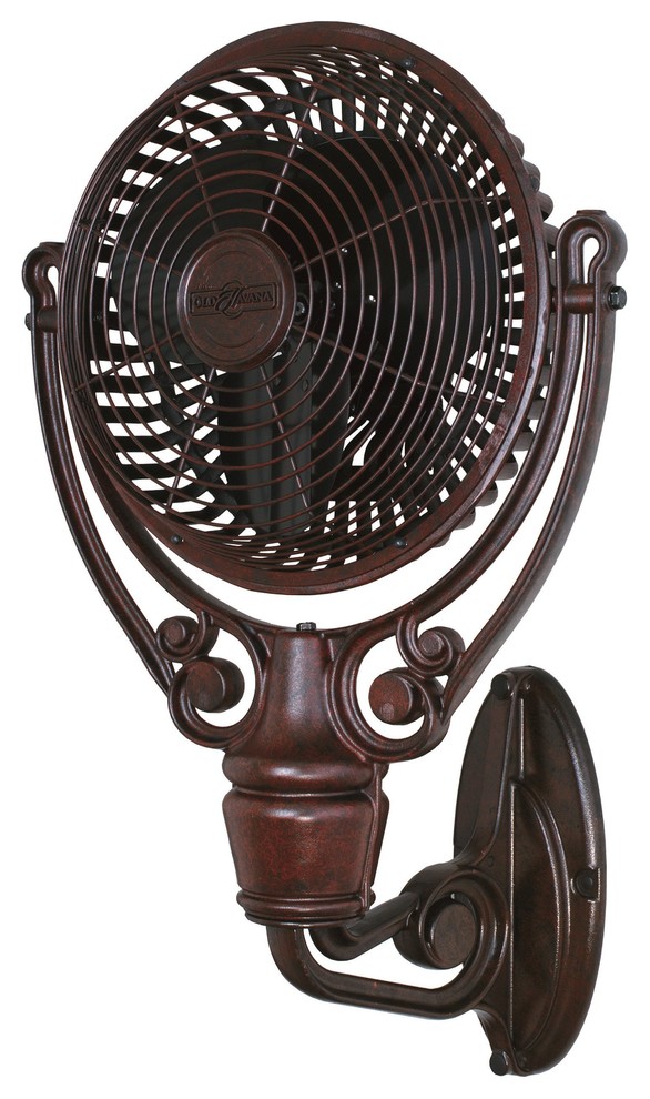 Fanimation Old Havana WallMount Fan, Black With Antique Copper Grill