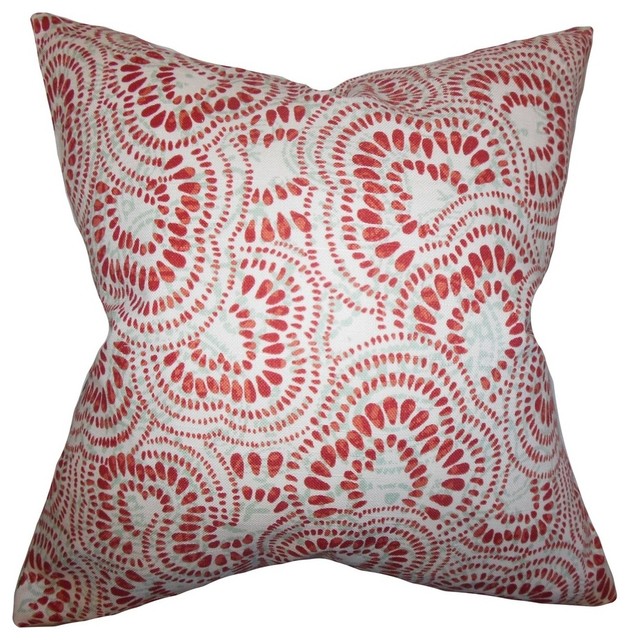 Glynis Floral Pillow Mint Red 18"x18"