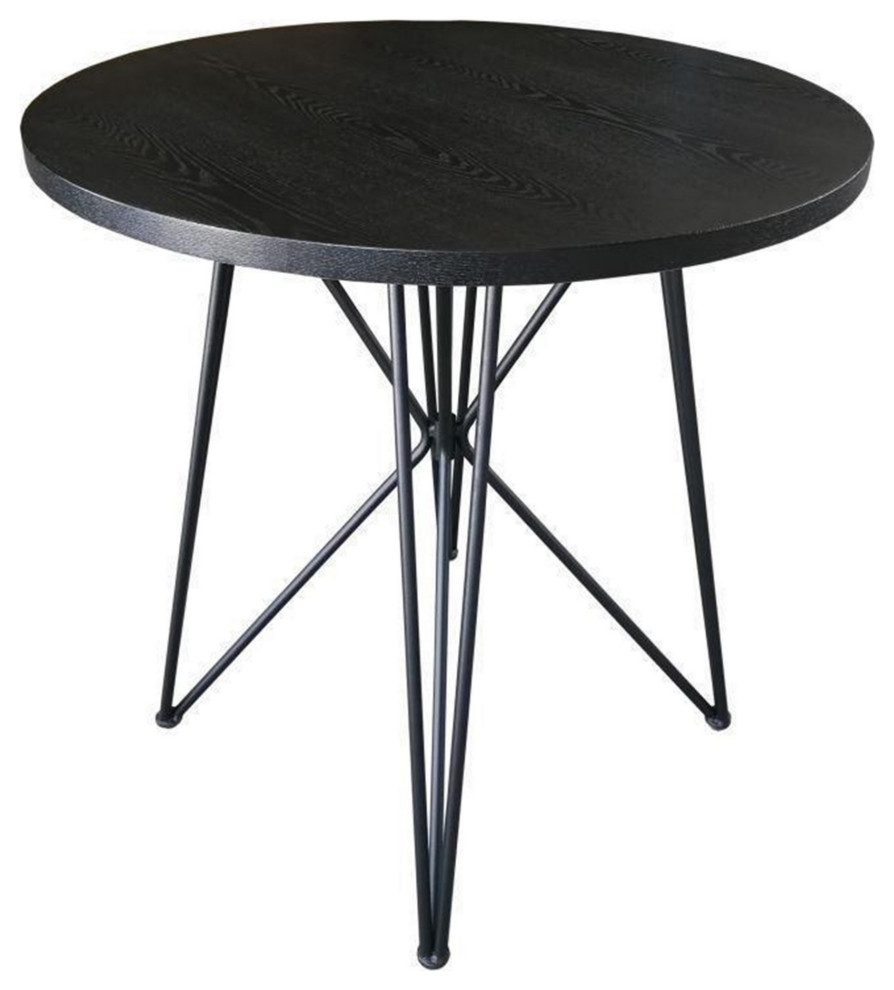 36" Counter Height Dining Table, Black Metal Butterfly Base, 4 Seater Industrial Dining