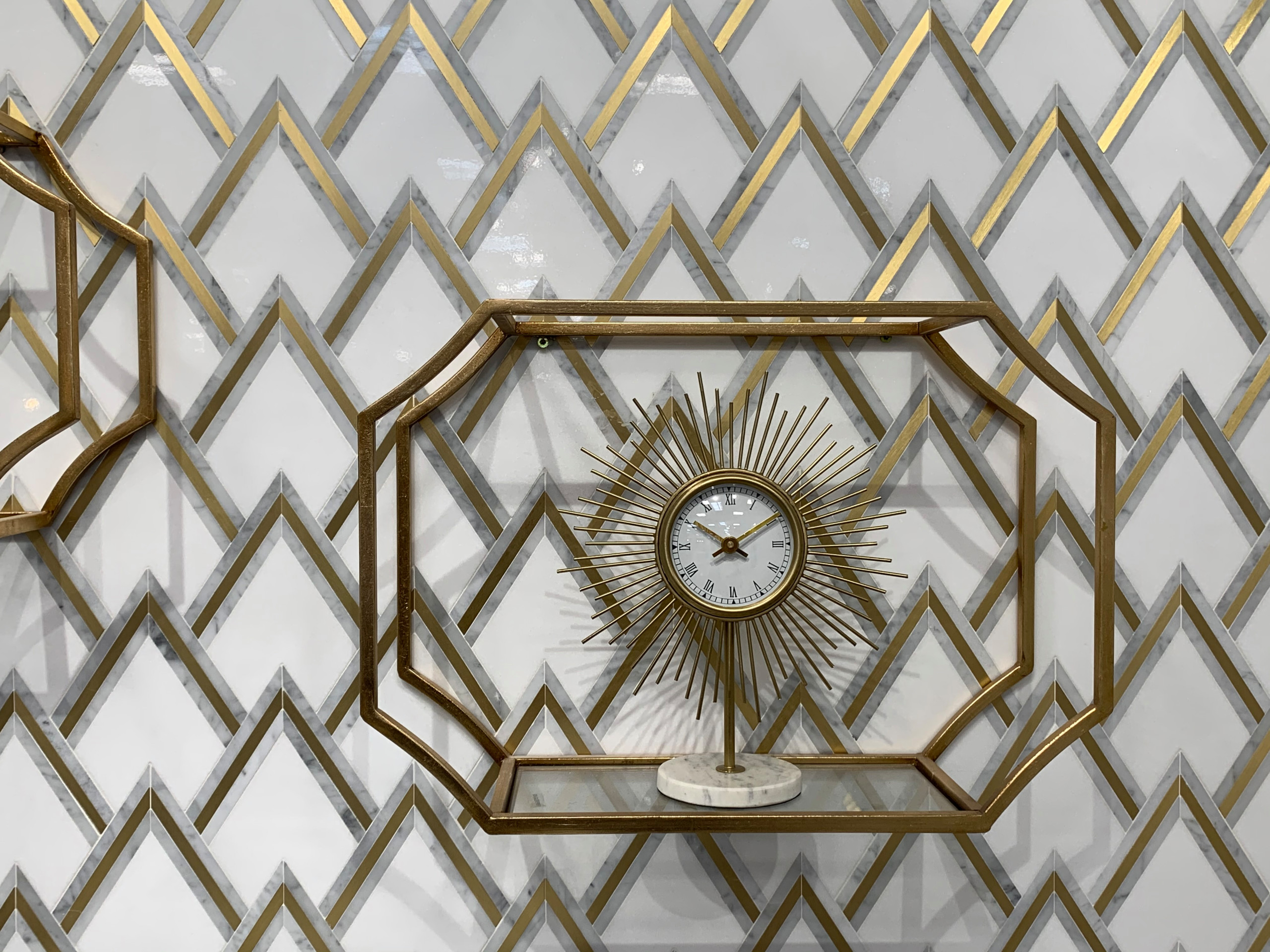 ART DECO INSPIRED TILE AS ACCENT WALL FOR BAR AREA