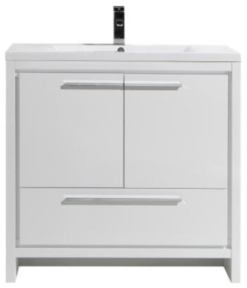 MOD Free Standing Vanity With 2-Doors, High Gloss White, 36"