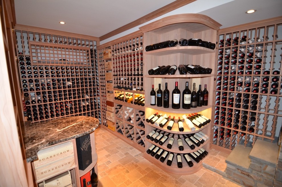 Large elegant wine cellar photo in Charlotte