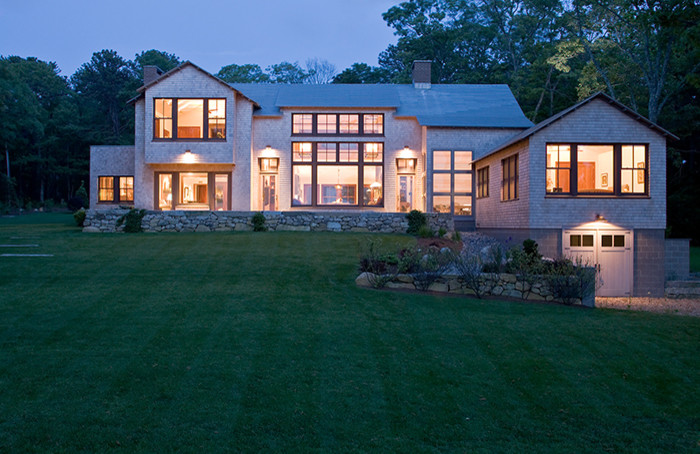 Photo of a large contemporary exterior in Boston.