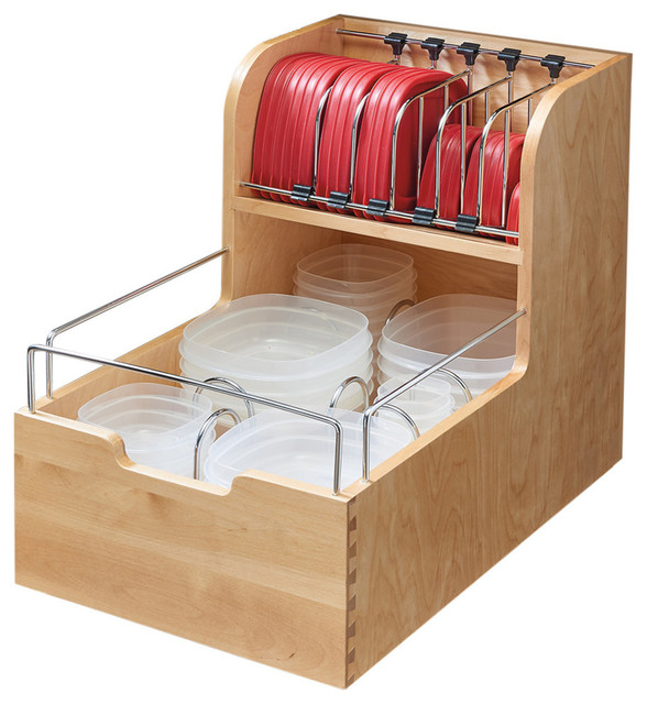 Food Storage Container Organizer 18 Wood