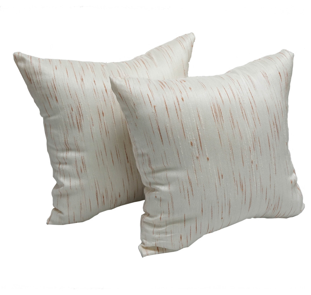 17" Jacquard Throw Pillows With Inserts, Set of 2, Aspen Cafe