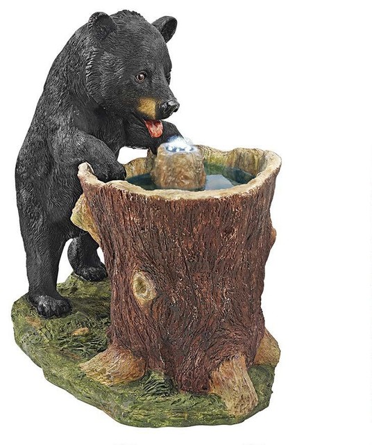 Drinking Wildlife Bear Home Garden Statue Contemporary Garden