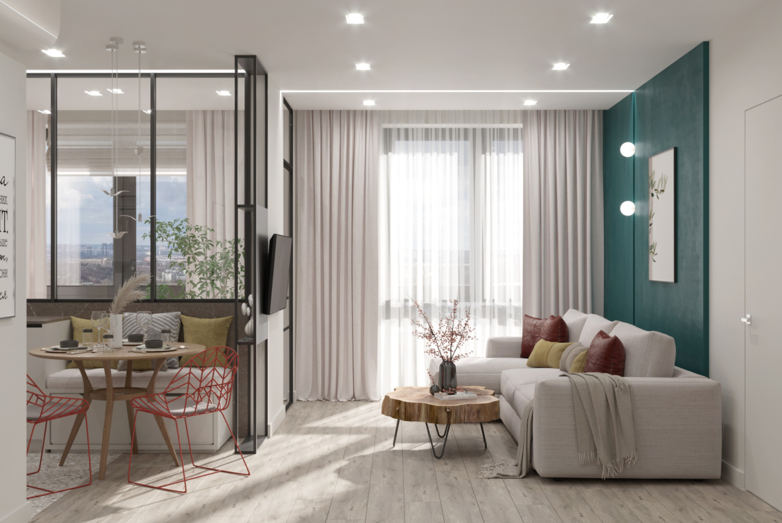 Пастельная квартира с яркими акцентами