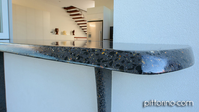 fully exposed & sculpted external concrete benchtop contemporary-courtyard