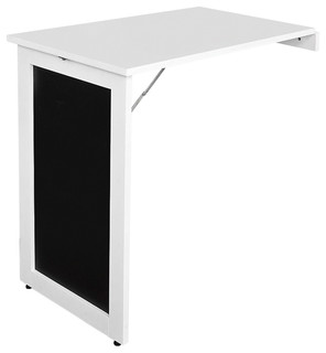Folding Wall-Mounted Table, White Finish Wood With Blackboard for 