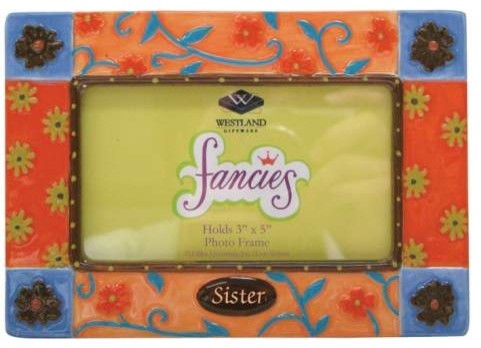 3 x 5 Inch "Sister" Decorated with Flowers Ceramic Photo Frame