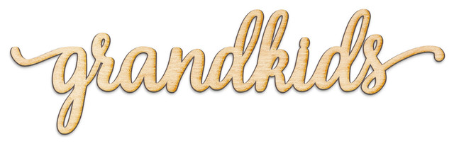 Grandkids Script Wood Word Wall Art Sign, 12" wide x 3" tall