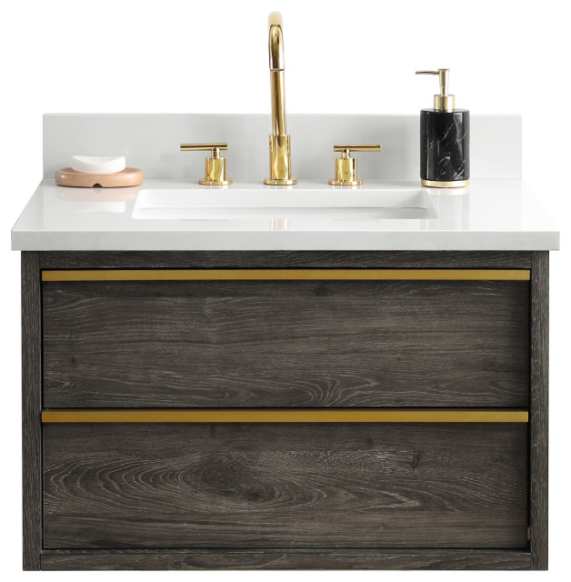 Hudson 30" Bathroom Vanity, Charcoal Gray Transitional Bathroom