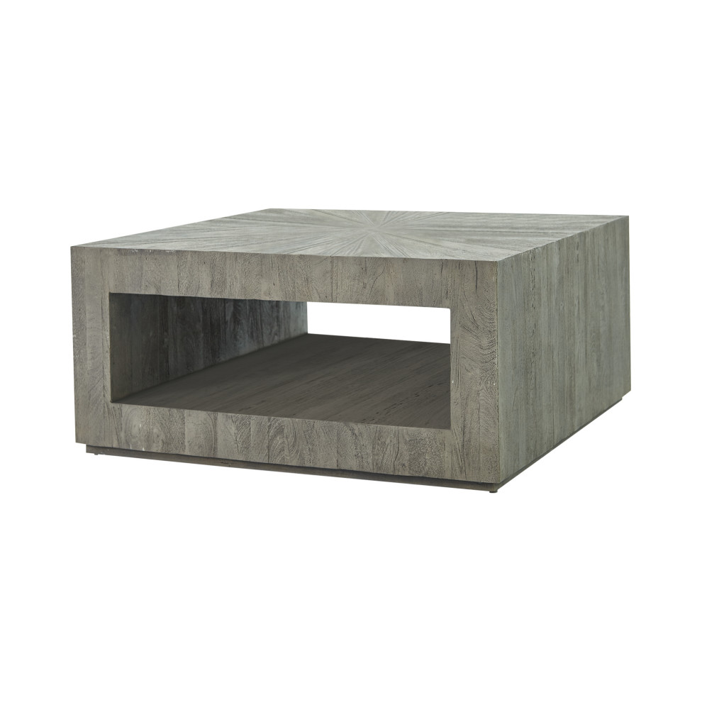 Driftwood Square Coffee Table, Gray Transitional Coffee Tables by