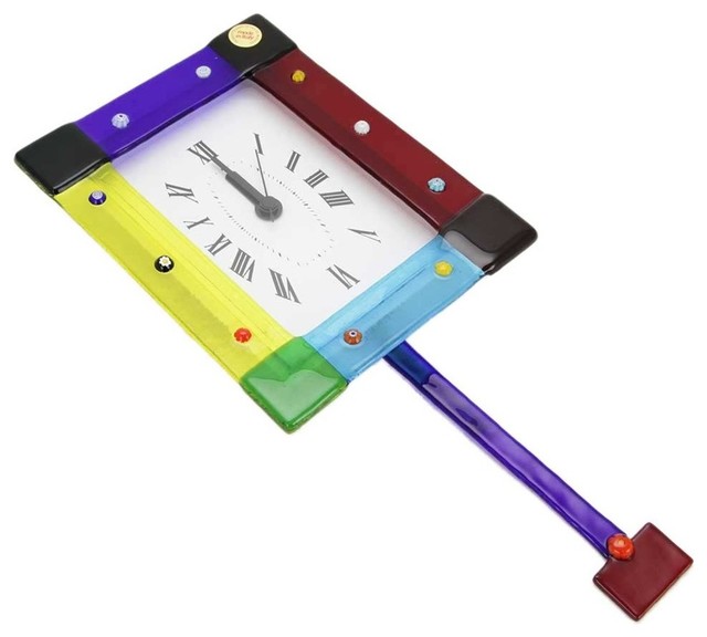 GlassOfVenice Murano Glass Glass Wall Clock Frari Contemporary Wall Clocks by