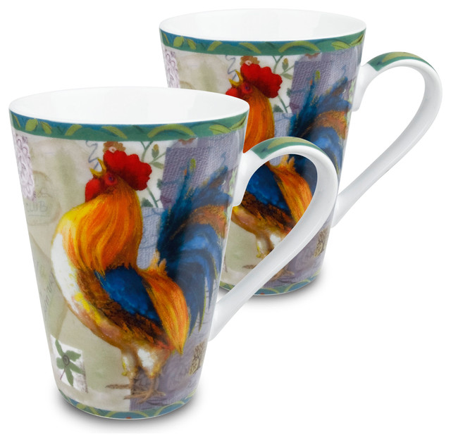 Set of 2 Rooster Mugs
