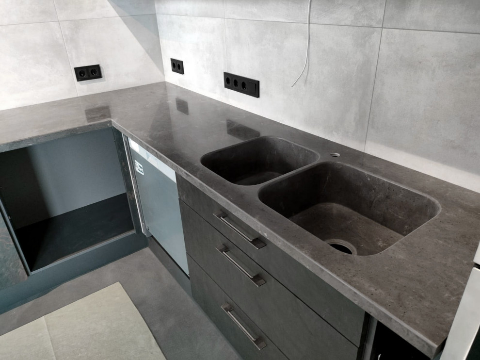 Кухонная столешница из искусственного камня Hi-Macs с чашами