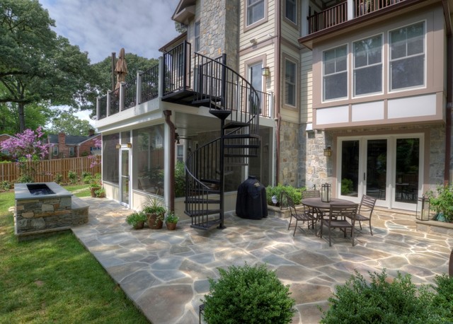 Arlington Deck with Screen Porch & Spiral Staircase american-traditional-terrace