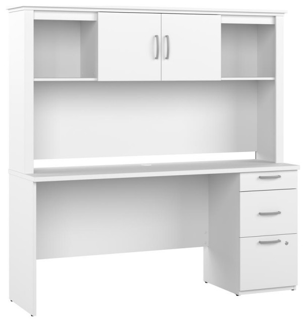 BESTAR Logan 65W Computer Desk with Hutch in pure white - Contemporary ...