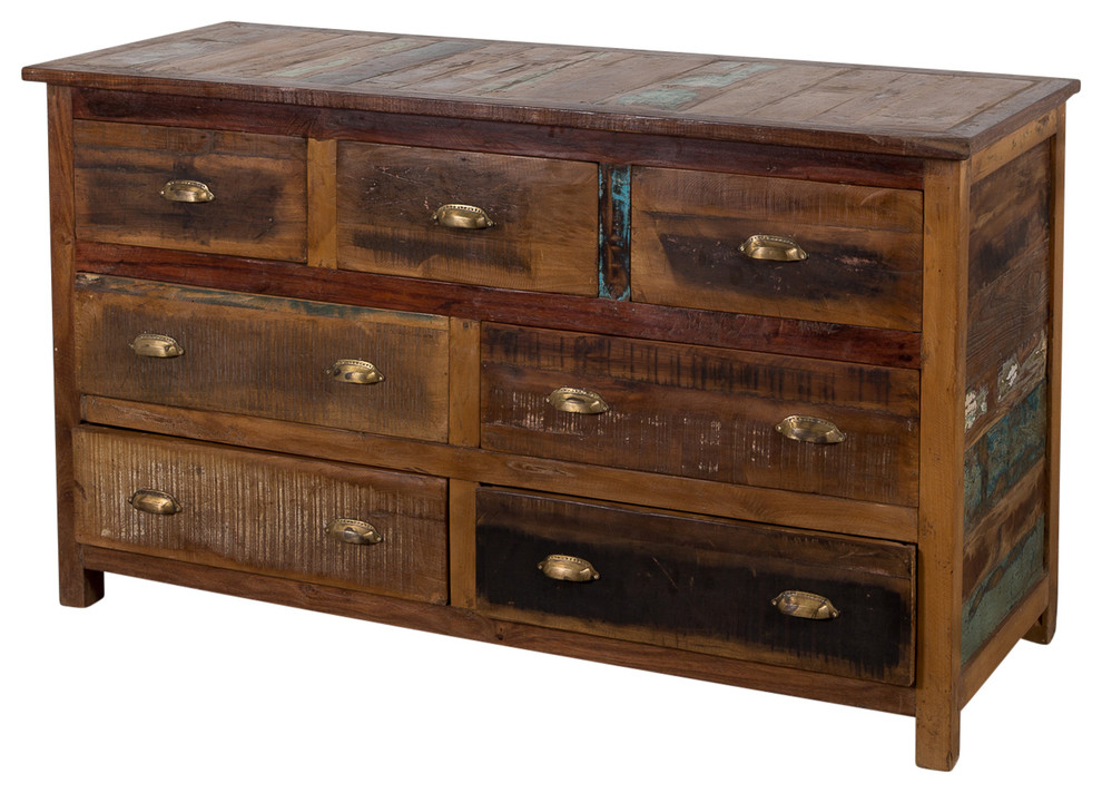 Stripped Wood 7-drawer Chest