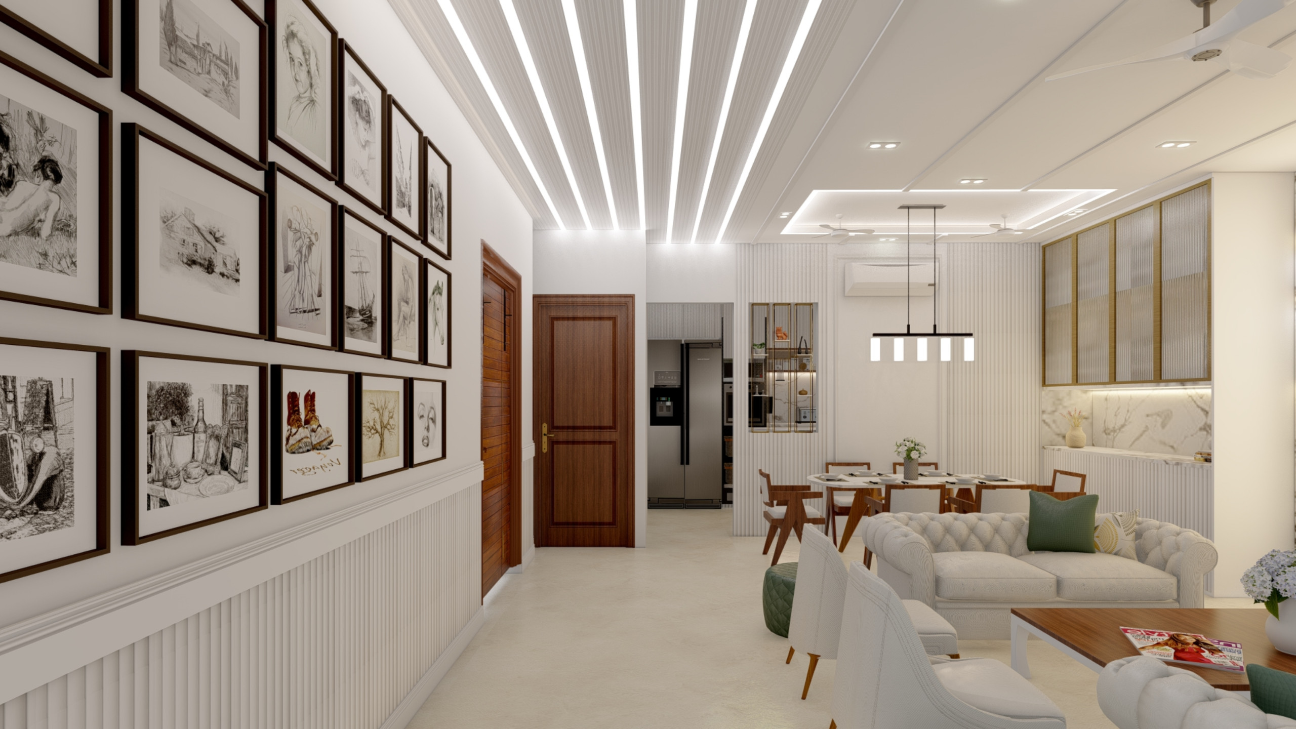 Chic Contemporary Living and Dining Room in St Albans
