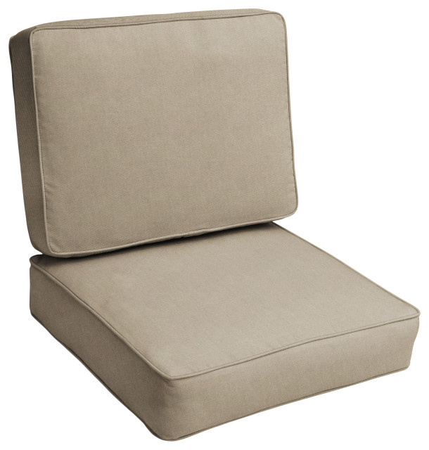 Sunbrella Canvas Taupe Outdoor Corded Deep Seating Cushion Set, 23.5 in x 23 in