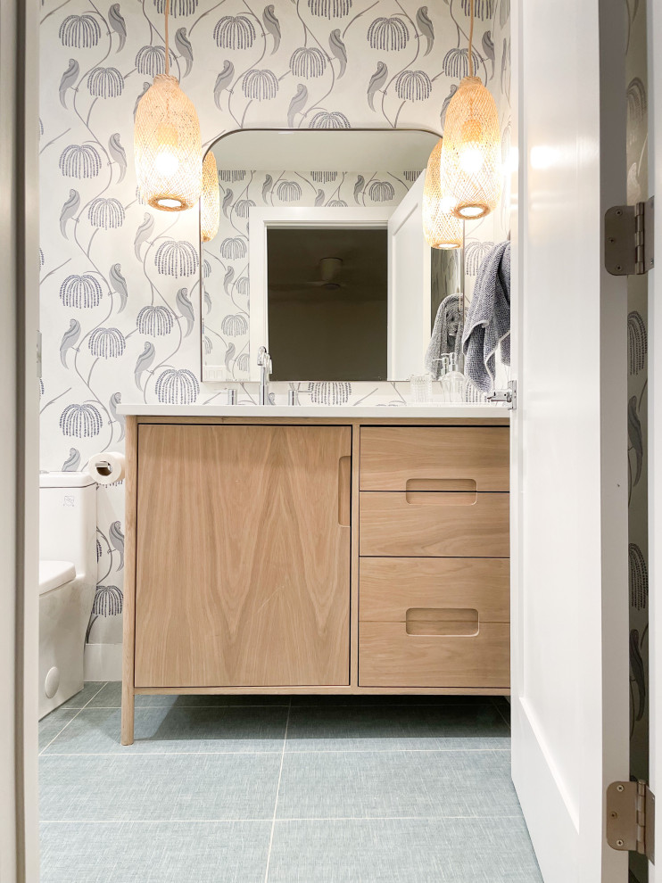 Blue Bird Bathroom | Greenwood Village, CO | Boho Modern