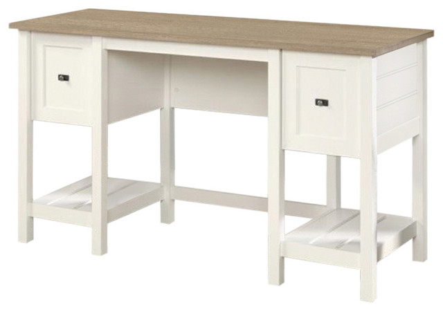 Pemberly Row Home Office Desk in Soft White - Beach Style - Desks And