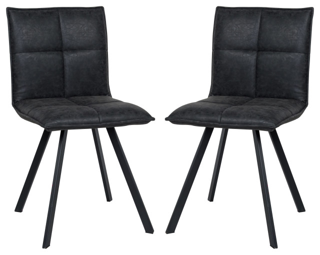 Wesley Modern Leather Dining Chair, Metal Legs Set of 2 Contemporary