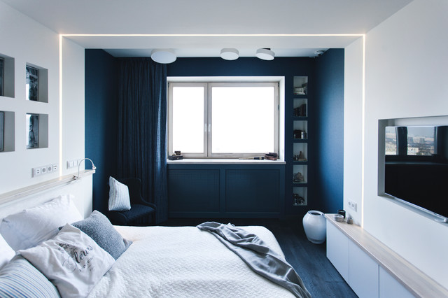 Спальня 12 кв. м.: фото современного дизайн интерьера маленькой светлой комнаты