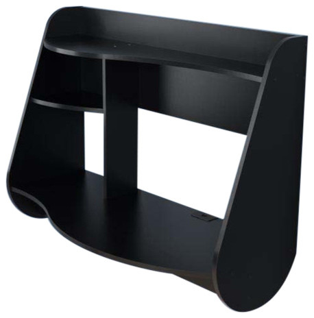 Prepac Kurv Floating Desk In Black Contemporary Desks And
