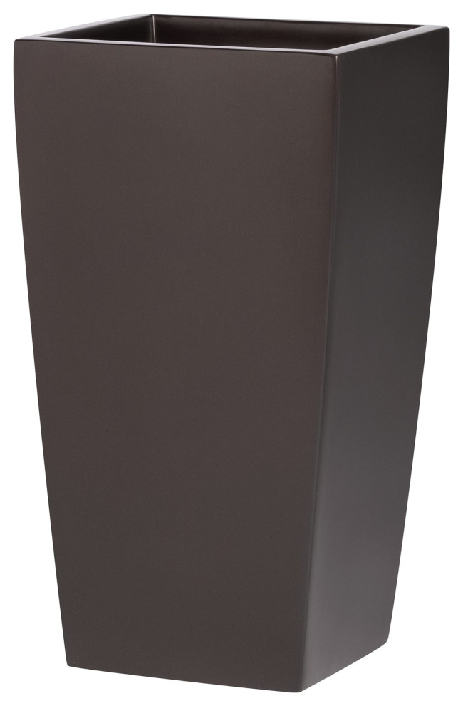 Orinda Tall Square Curved Planter, Brown, 12"x12"x22.5"