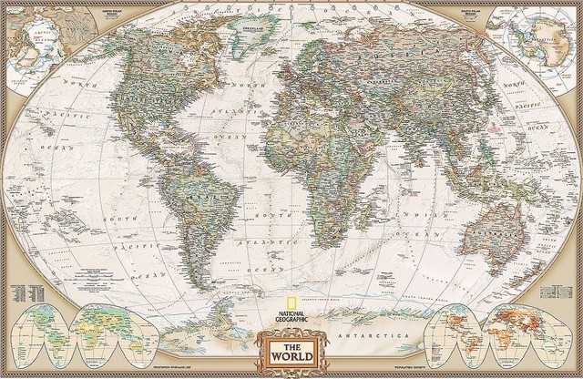 Executive World Map Self-Adhesive Wallpaper