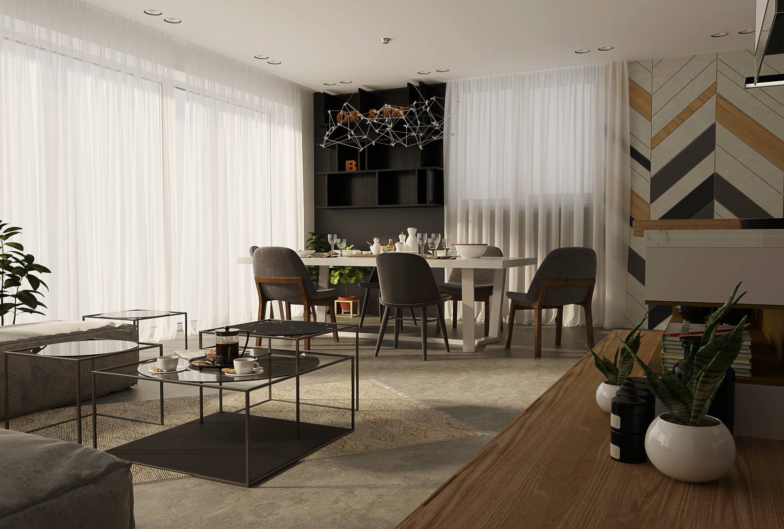 Гостинная в загородном доме