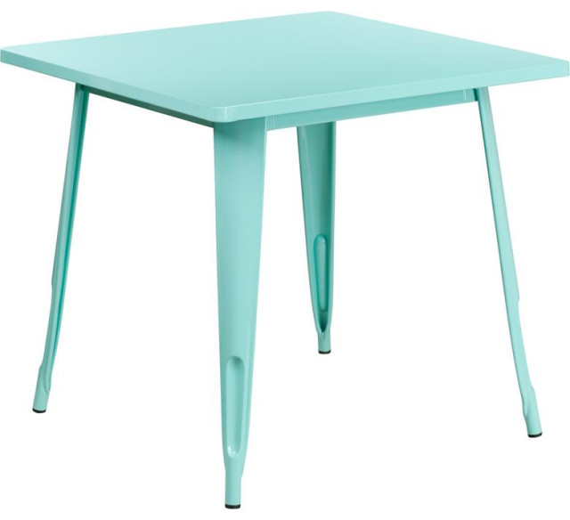 31.5" Square Mint Green Metal Indoor-Outdoor Table