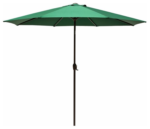 9' Outdoor Premium Vented Patio Umbrella with Crank Open, Forest Green