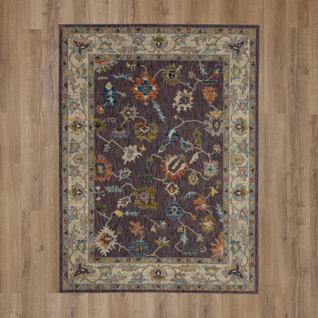Karastan Rugs Fury Eggplant 8'x11' Area Rug, 8'x11' Mediterranean