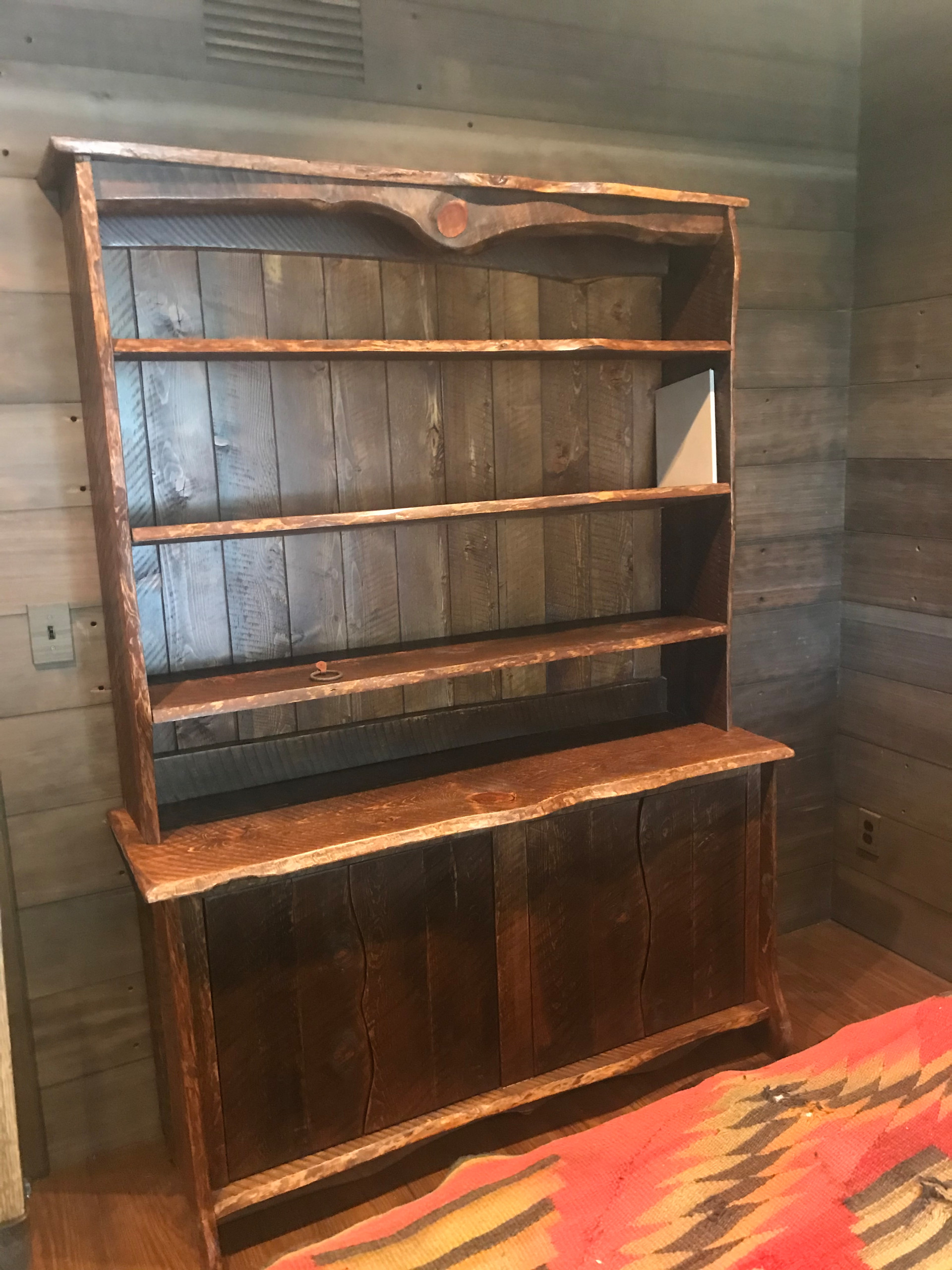 Rustic reclaimed live edge bookcases
