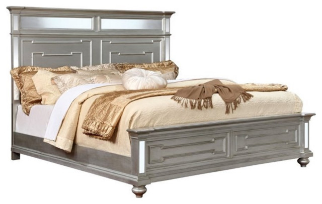 Furniture of America Farrah Transitional Wood California King Bed in Silver